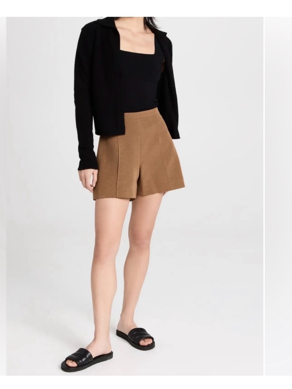 Vince Ribbed high Waist Camel Brown Knit Shorts size 4